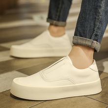 欧洲站小白鞋男款秋季休闲鞋厚底一脚蹬板鞋运动感无鞋带潮鞋