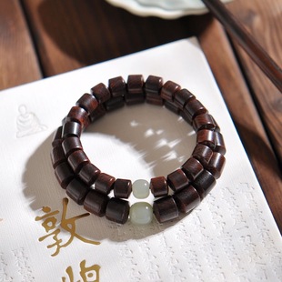 Authentic Vietnamese Huanghuali Bracelet Purple Rosewood Oil Pear Old Material Barrel Beads 8-10mm Sea Yellow Wooden Bracelet for Men and Women