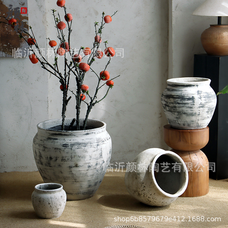 Retro cemento blanco gran estómago maceta tequila azul sala de estar verde maceta hotel centro comercial gran planta verde