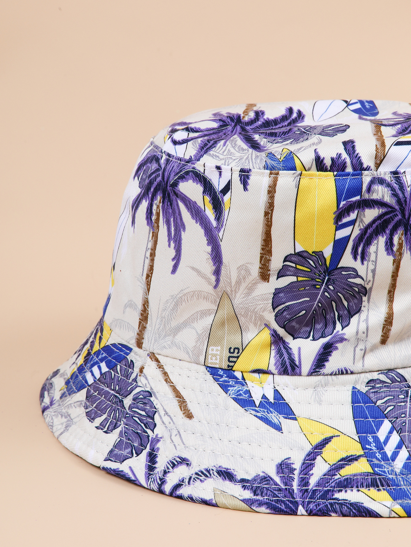 Nueva primavera y verano patrón de coco sombrero de pescador impreso de doble cara de las mujeres de estilo coreano de moda sol sombrero de protección solar