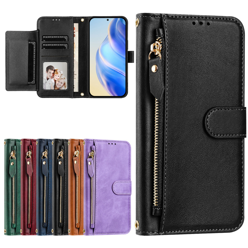 Suitable for Samsung S26 Ultra Zipper Card Holder Protective Case S25 Wallet Phone Case Note 20 Multi-Card Holder