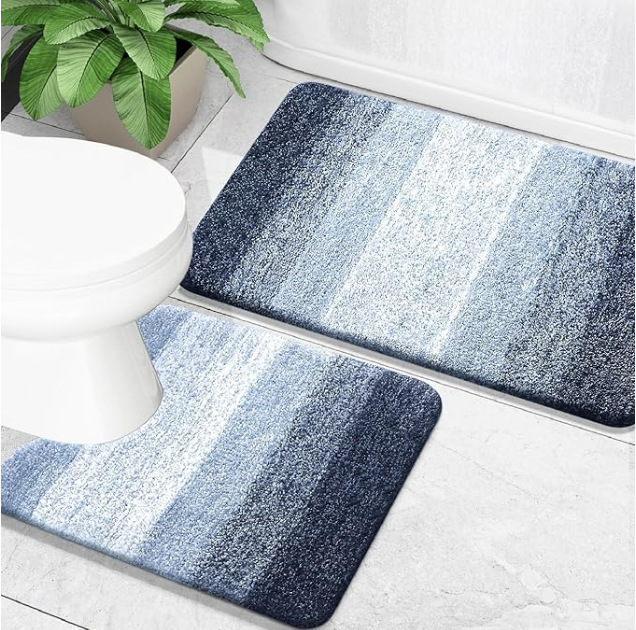 Simple Gradient Color Bathroom Absorbent Mat Imitation Cashmere Floor Mat Bedroom Door Mat Bathroom Kitchen Waterproof Anti-Slip Floor Mat