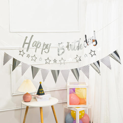 Bulk Birthday Party Triangular Color Banners with Lights Birthday Decoration Scene Setup Trunk Kindergarten Banner