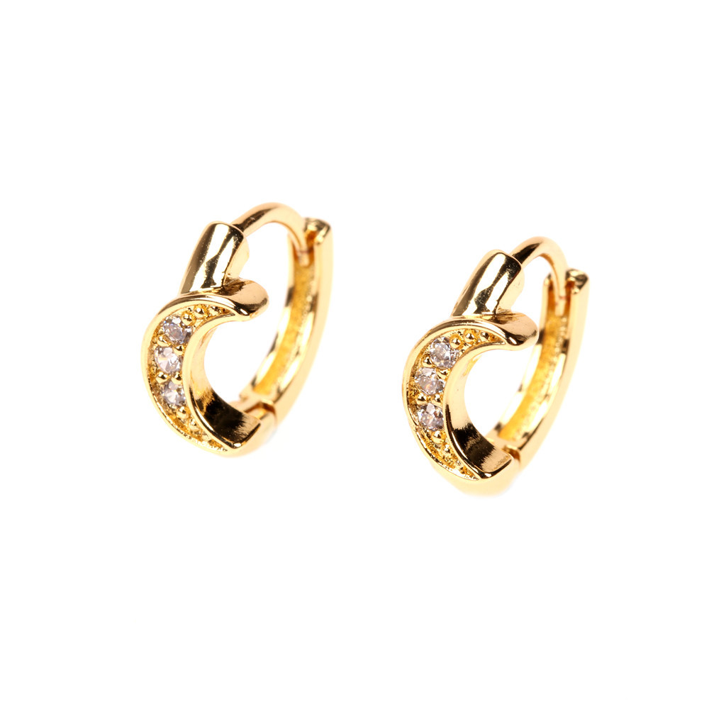 Wholesale Jewelry Fashion Moon Copper Inlaid Zircon Earrings Nihaojewelry display picture 1