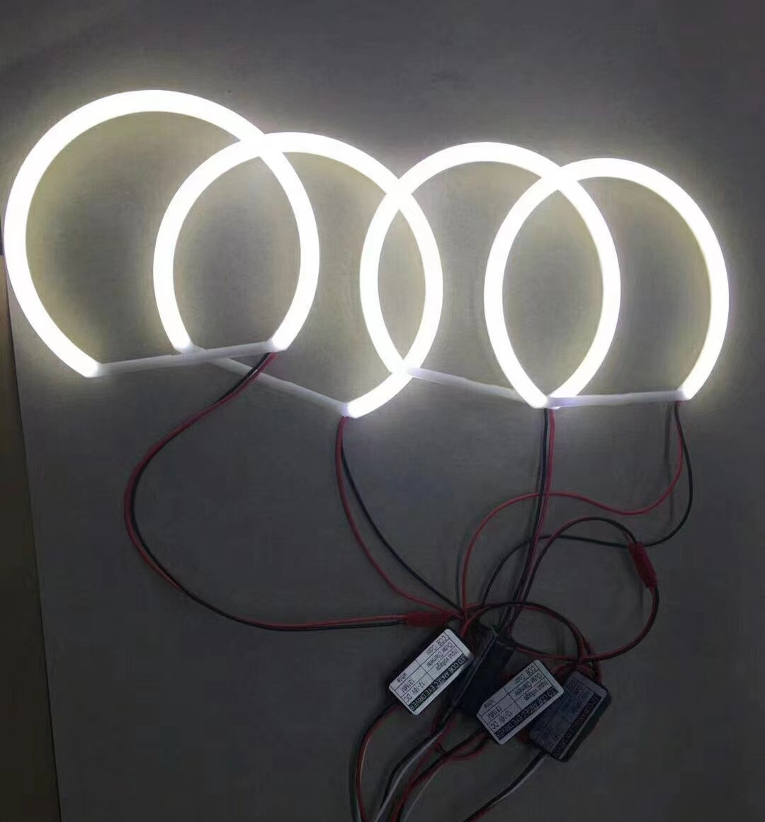Car modification COB cotton light Angel eye aperture 131mm146mm half circle day running light two-color RGB aperture