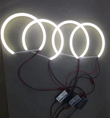 Car modification COB cotton light Angel eye aperture 131mm146mm half circle day running light two-color RGB aperture (Gündüz işıqları) - cotton-light-angel-eyes-4131mm-white