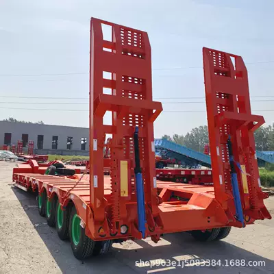 Heavy-Duty Machinery Transporter with Foldable Front, Capable of Loading 150t6 Axle Trucks, Special Low-Bed Semi-Trailer for Sale