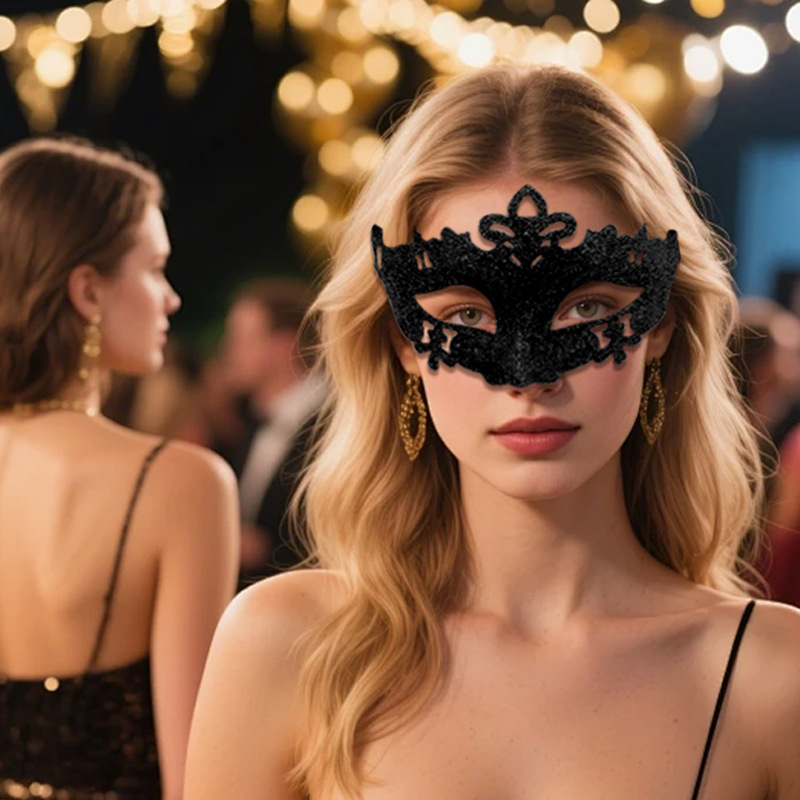 Máscaras negras de Halloween transfronterizas máscaras venecianas máscaras de hadas máscaras de alto valor de polvo