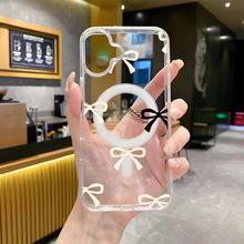 ins蝴蝶结苹果16E手机壳iphone17promax新款磁吸充电14pro透明13