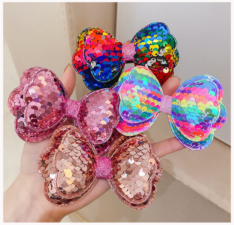 Cloth Material Bow Knot Pattern Girl'S Fashion Bow Knot Cloth Sequins Hair Clip