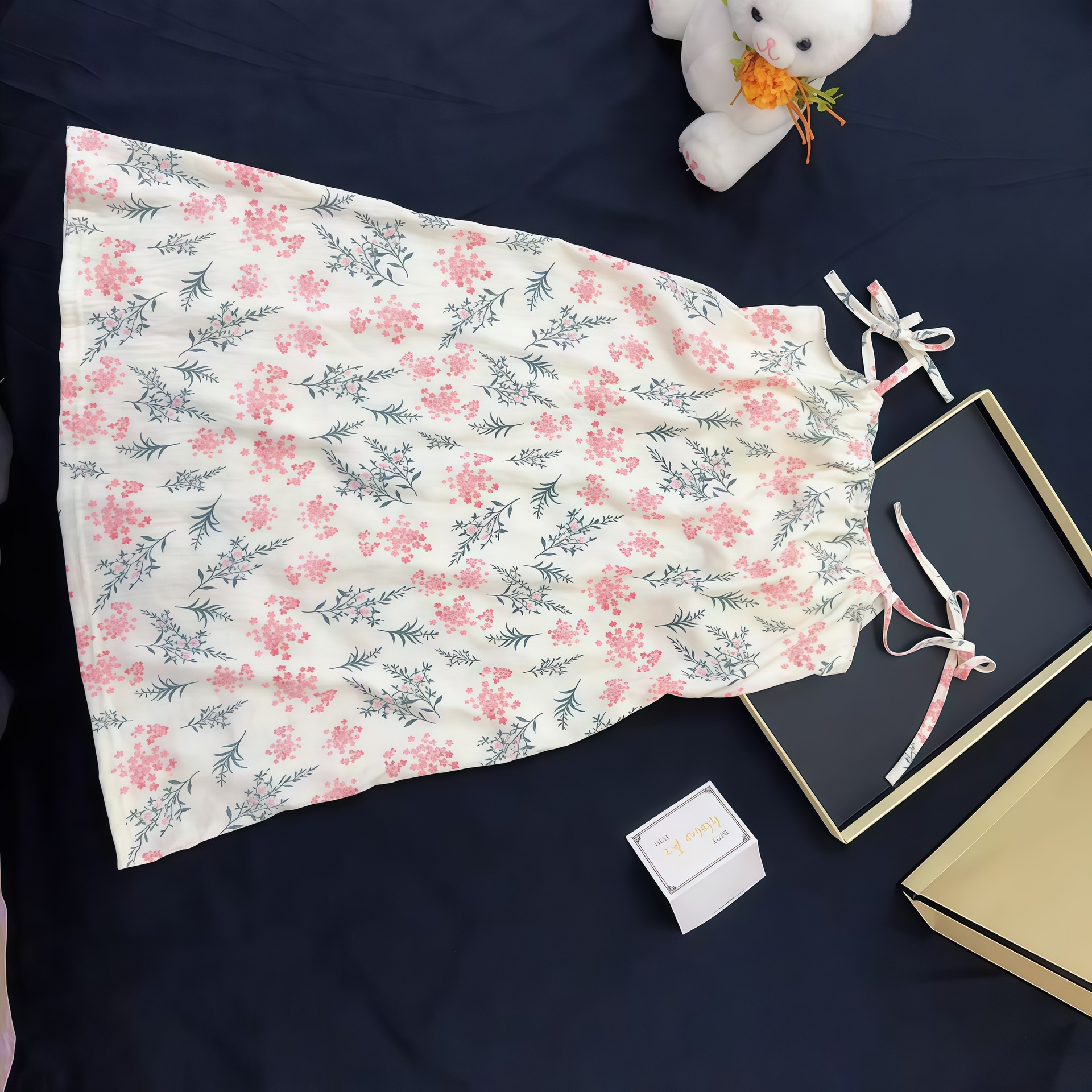 Camisón de verano caliente al por mayor transfronterizo, falda de tirantes para mujer, pijamas, chica dulce, casual, ropa de hogar de algodón de nube
