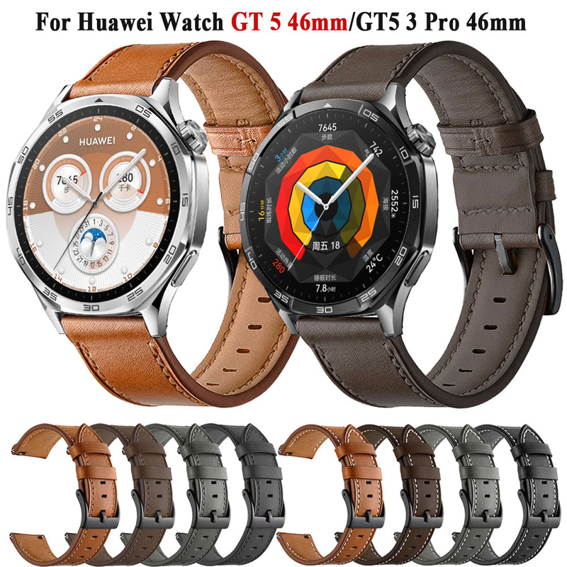 Suitable for Huami Amazfit Gtr47Mm/Gtr4/Gtr3 Huawei Gt5 Watch Strap 20/22mm Leather Smart