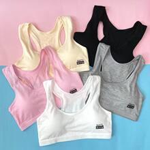少女发育期棉质背心大童初中高中生无钢圈文胸夏季工字背运动内衣