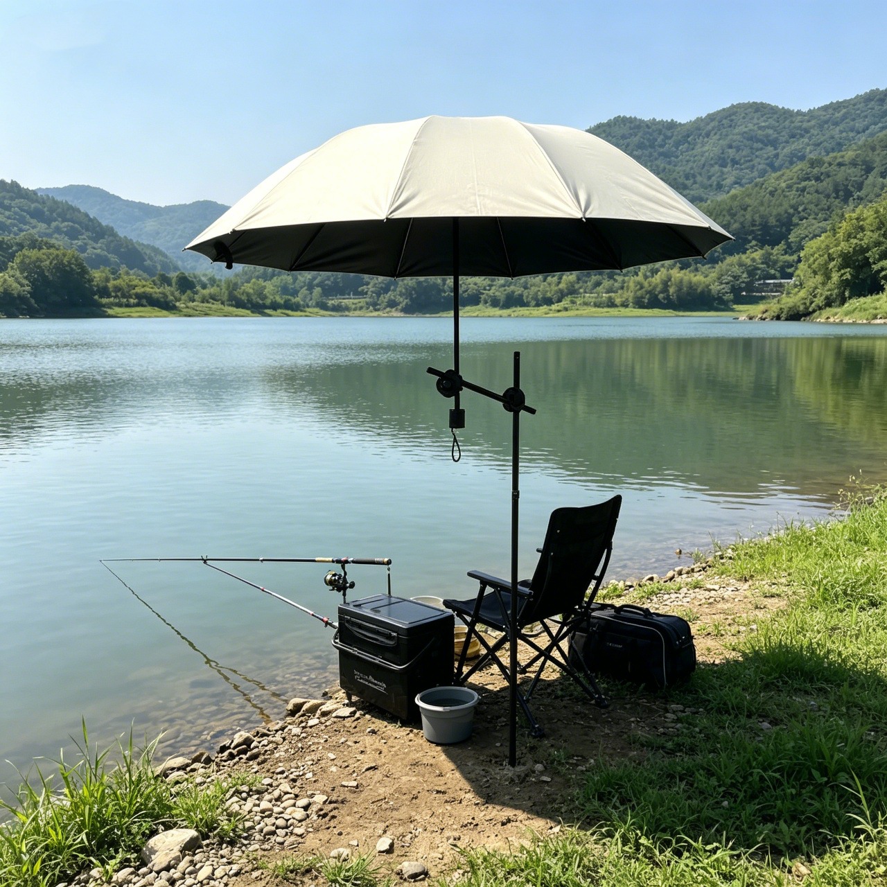 125cm ground-insert fishing umbrella, outdoor camping sunshade, sun protection, rain protection, portable large canopy sun umbrella