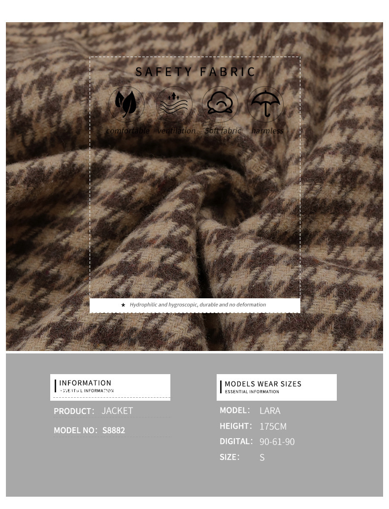 Women's Jacket Casual Plaid Lapel Autumn Coat For Women_voghion.com