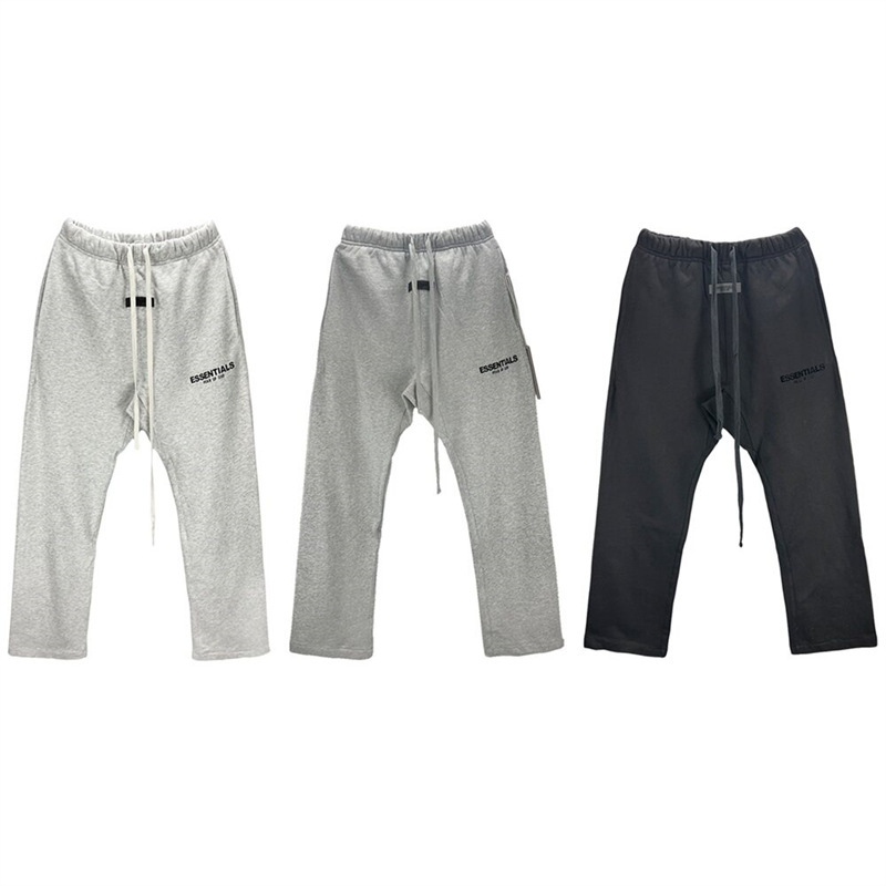 Fog Essentials Double-Line Flocked Letter Straight-Leg Casual Pants Unisex High Street Loose Simple Sweatpants Trendy