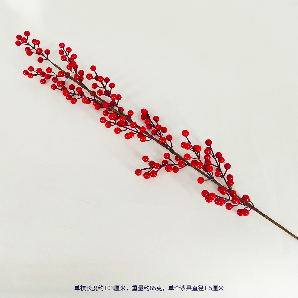 Fiesta de Año Nuevo, flores, frutas ricas, frutas de simulación, ramas de bayas, nuevas decoraciones, accesorios de barril de Navidad.