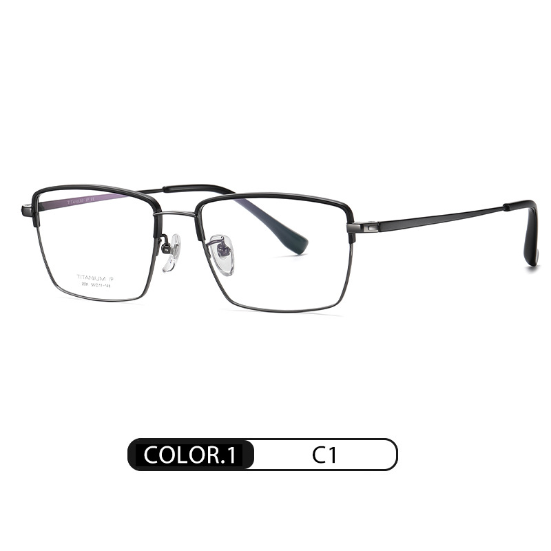 Fábrica al por mayor gafas de titanio puro marco de los hombres marco cuadrado gafas de negocios marco YJ2031 de dos colores chapado IP miopía gafas marco