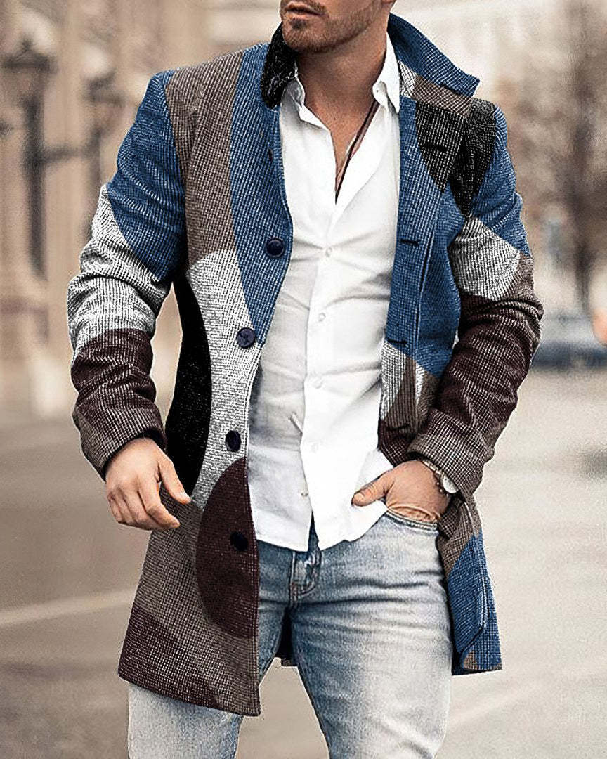 2024 europeo y americano de comercio exterior de otoño e invierno de los nuevos hombres de lana collar medio-longitud de la capa de bolsillo casual moda caliente
