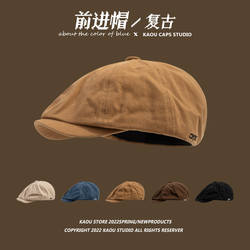 Japanese Style Retro Progressive Hat Positive and Reverse Wearable Cap Men's Khaky Newsboy Hat Fashionistas Beret Women's Painters Hat