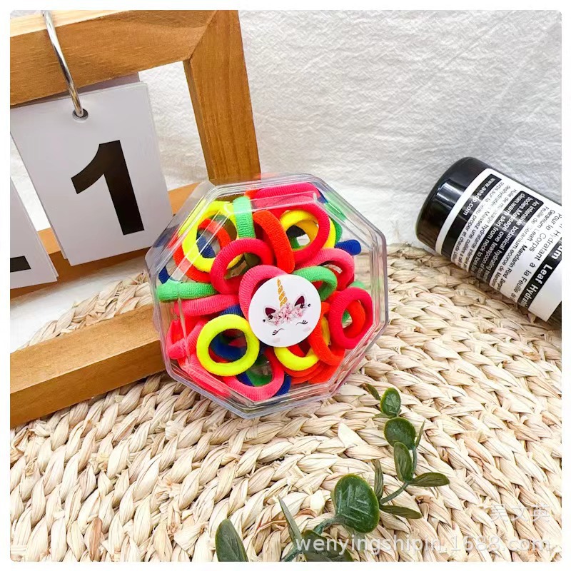 2024 color caramelo cuerda de cabello caja octogonal de banda de goma para niños cabello anillo de cabello cuerda de cabeza dulce lindo pequeño fresco