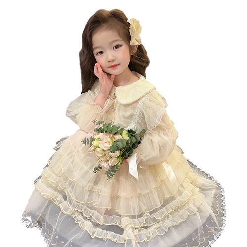 Princess Dress for Girls Spring 2024 New Children's Dress Trendy Baby Girl Lolita Skirt Girls Gown Dress