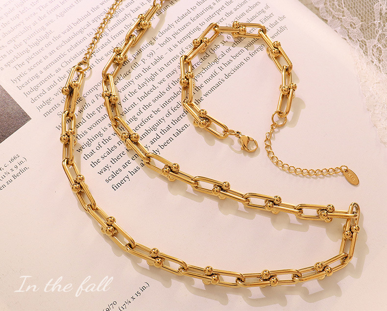 2022 new European and American U-shaped buckle necklace bracelet stainless steel jewelry