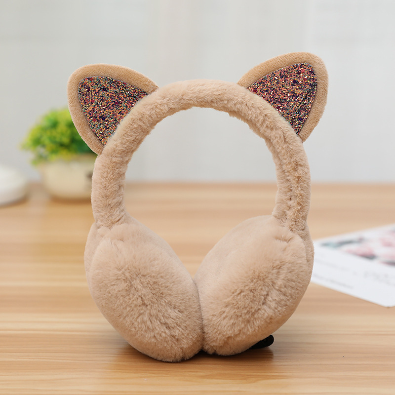 厚い冬の新型のぬいぐるみの女性は猫の耳を折ってかわいい女子の党をかぶせて耳を温めます。|undefined