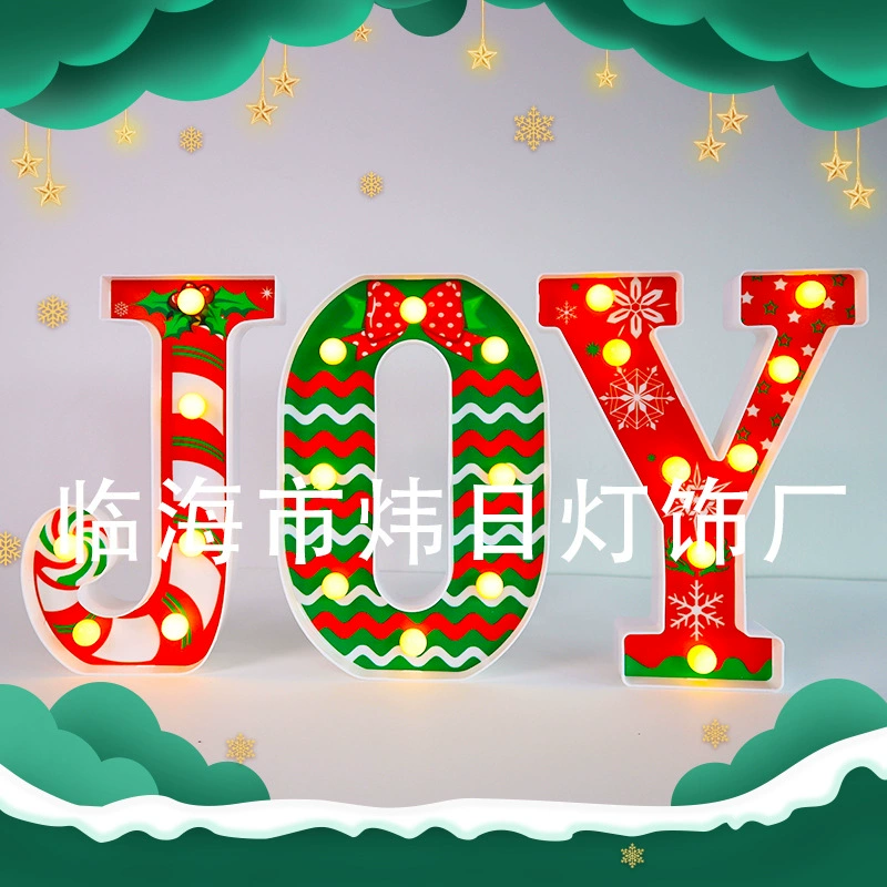 Ёлочные светодиоды JOY с надписью Christmas, украшения для дома и интерьера, декоративные огни, рождественские огни, новый стиль