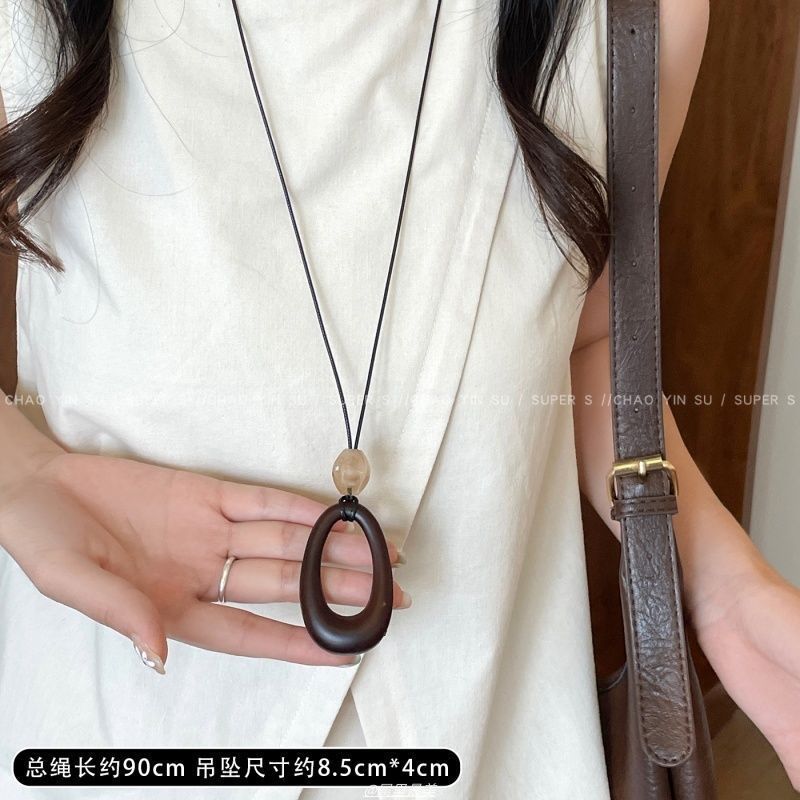 复古长款不规则圆环吊坠项链女民族风可调节挂脖毛衣链高级感配饰|undefined