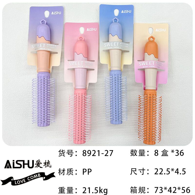 新商品のキャンディー色のクッションマッサージ櫛の半円の頭がふわふわしています。|undefined