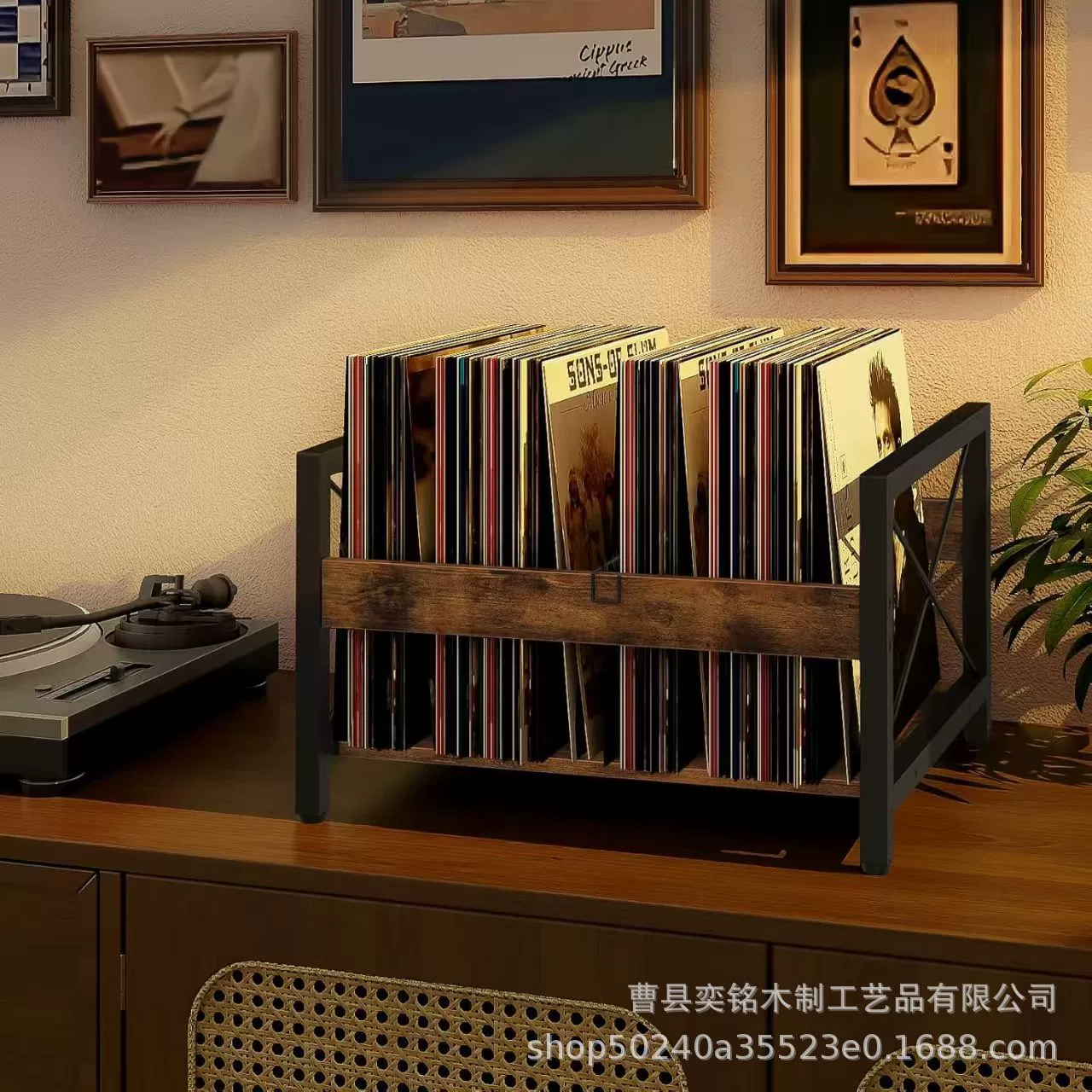Креативная деревянная полка для пластинок, настольная полка для хранения книг и журналов, стеллаж для организации железного дерева, художественная стойка для дисков CD