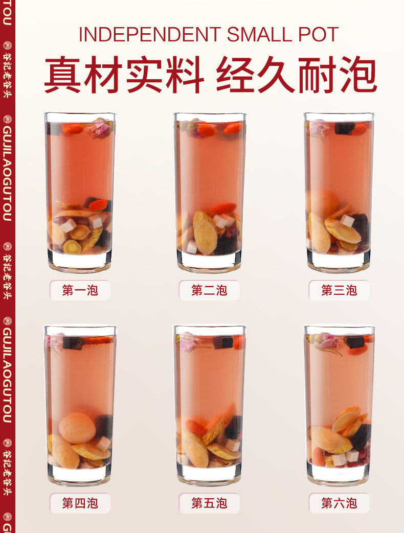 Queen Herbal Tea with Astragalus Donkey-Hide Gelatin Goji Rose Longan Mulberry 285g in use