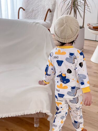 Pajamas 2025 Autumn Pure Cotton Long-Sleeve Long-Pants for Young Children Cartoon Anime Home Set Baby Home Casual