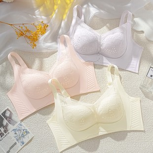 No Side Bone Lace Underwear Women's Thin Breathable Cave Cup Bra No Steel Ring Push-up Side Wing Jelly Gel