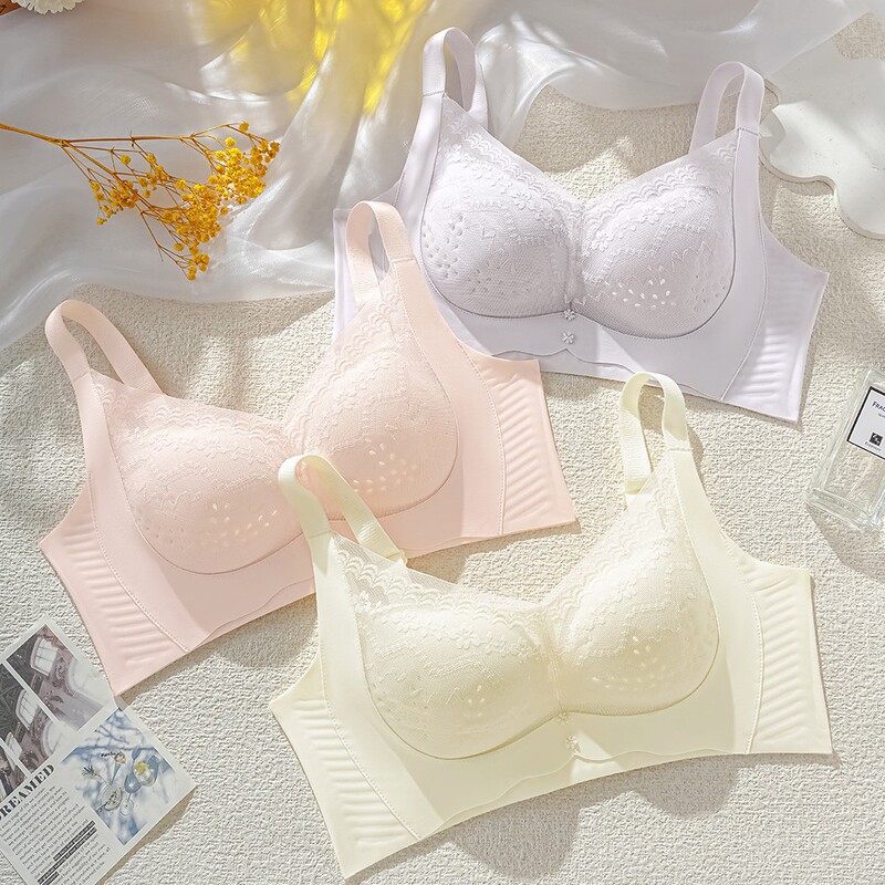 No Side Bone Lace Underwear Women's Thin Breathable Cave Cup Bra No Steel Ring Push-up Side Wing Jelly Gel No Side Bone Lace Underwear Women's Thin Breathable Cave Cup Bra No Steel Ring Push-up Side Wing Jelly Gel