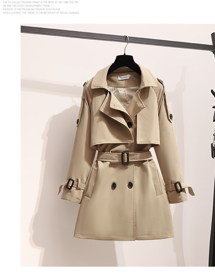 Gabardina elegante estilo britânico para mulher petite_voghion.com