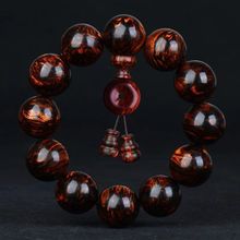 正宗正宗海南黄花梨紫油梨手串爆满留疤沉水级佛珠老料