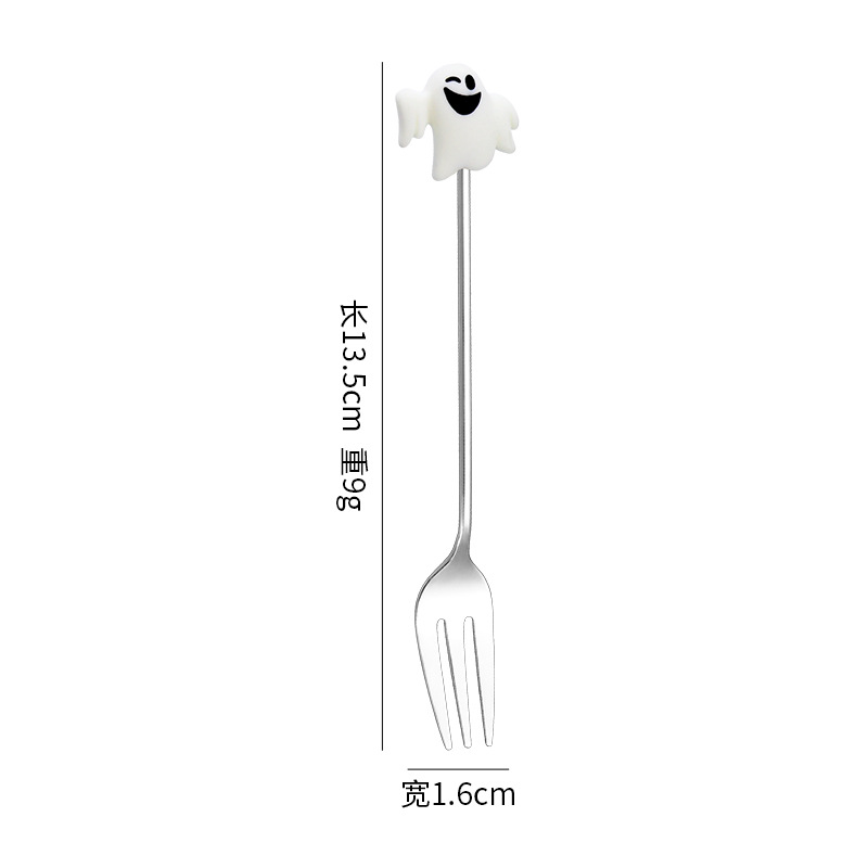 Cruzar la frontera Amazon Halloween tenedor cuchara creativa de dibujos animados de acero inoxidable postre cuchara de café cuchara de la fruta tenedor