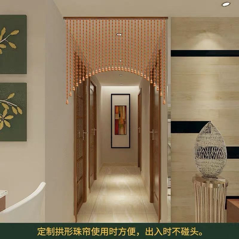Real Peach Wood Gourd Solid Wood Door Curtain Feng Shui Bead Curtain Bathroom Curtain Bedroom Entrance Partition Curtain Living Room No Drilling Required