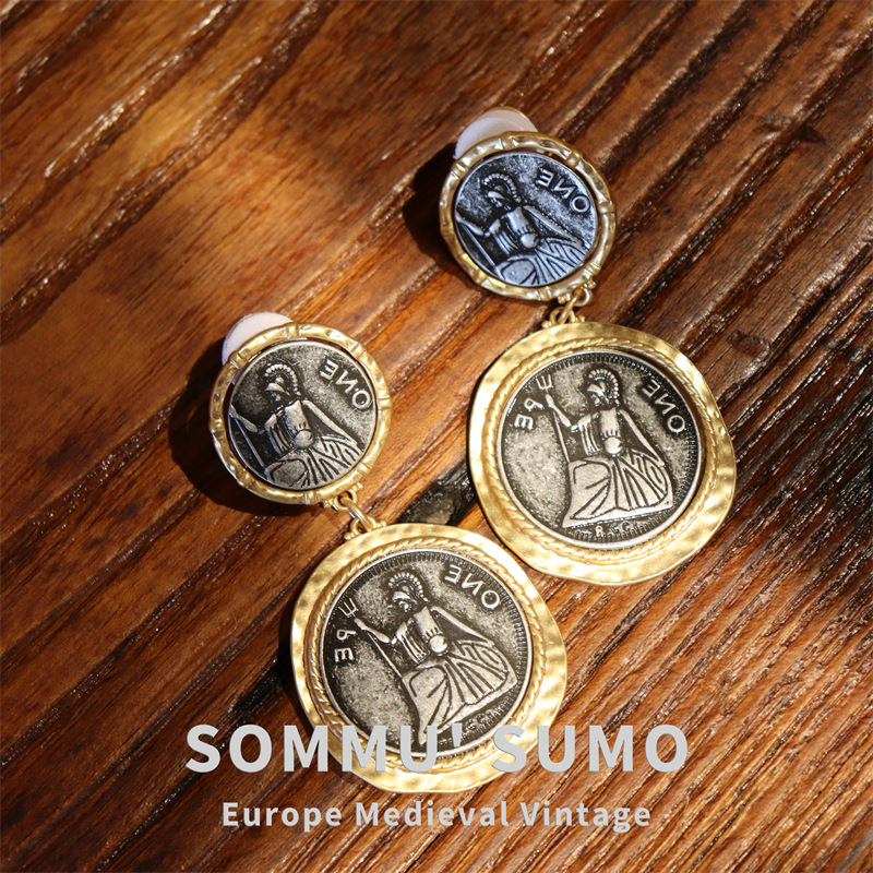 Middle vintage s925 silver needle western palace earrings ancient…
