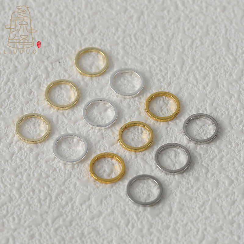 18K Gold-Plated Copper Color-Preserving Closed Loop DIY Handmade Necklace Bracelet Spacer Material Square Coil Jewelry Accessories