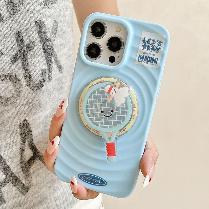 Capa protetora magnética para tênis de mesa Apple 16PRO com suporte para airbag e desenho animado criativo para iPhone12_voghion.com