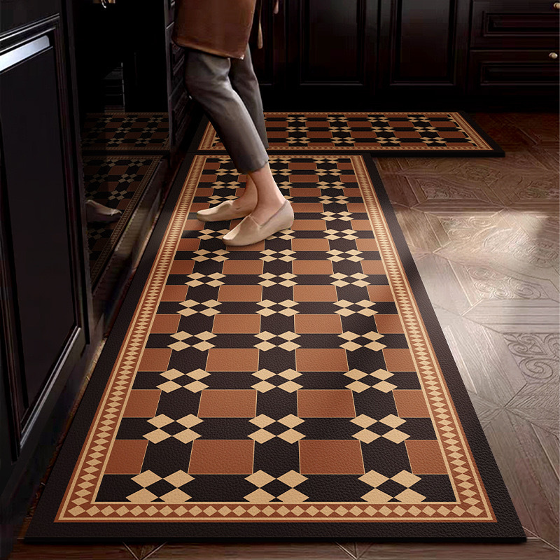 Light Luxury Vintage Kitchen Floor Mat Household Diatom Mud Absorbent Non-Slip Foot Mat Wipe Wash-Free Easy-to-take-care Long Mat