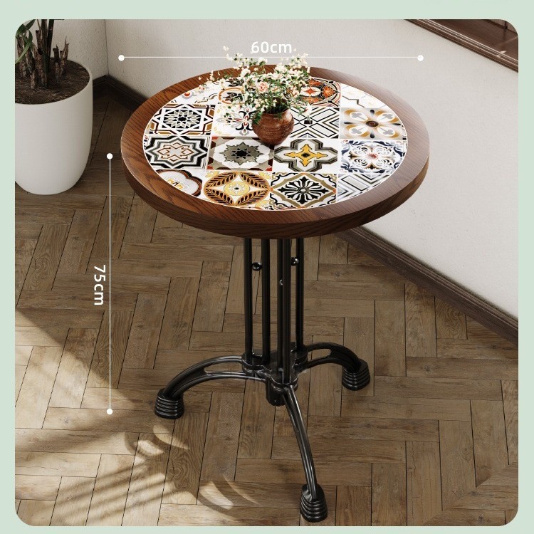Mesa y silla de cafetería americana retro francesa panadería de comida ligera dulces tienda de azúcar y agua bistrona mesa de madera maciza image 72
