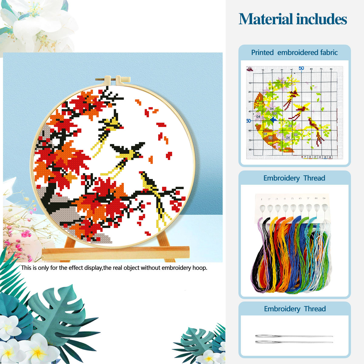 Mona Lisa Royal Cross Stitch Flower and Bird Series II Bolsa de costura inglesa hecha a mano para comercio exterior image 4