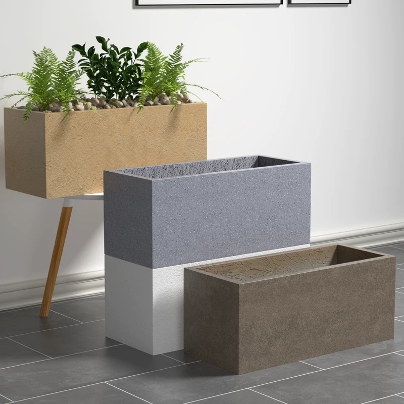 Rectangular Cement Flower Pot, Long Magnesium Mud Flower Box, Large Trough Flower Trough, Green Plant Cabinet, Outdoor Balcony Vegetable Growing Manufacturer