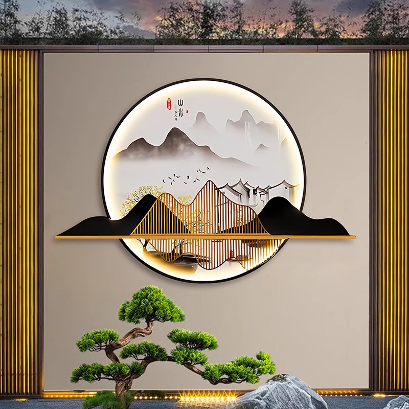 Solar Outdoor Wall Lamp Waterproof New Chinese Style Villa Garden Lamp Landscaping Forest Garden Landscape Decoration Landscape Wall Painting Lamp