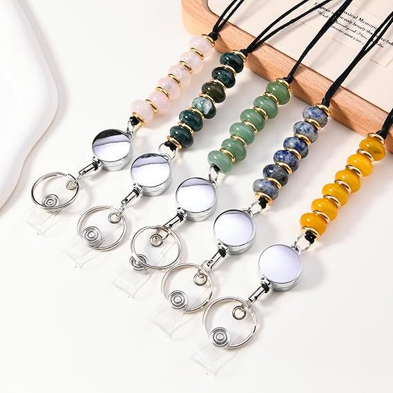 Natural stone abacus beads necklace adjustable easy pull button certificate chain key easy pull button card long necklace