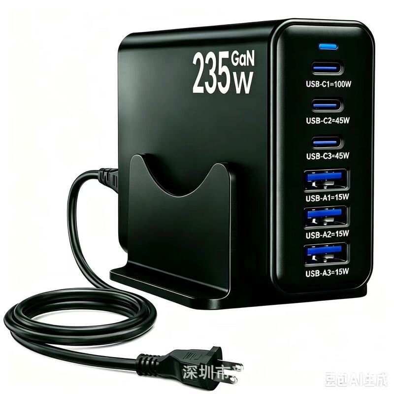 235W Gallium Nitride Multi-Port Fast Charging Charger Desktop Usb-C Pd Mobile Phone and Laptop Charging Station Manufacturer Wholesale 235W Gallium Nitride Multi-Port Fast Charging Charger Desktop Usb-C Pd Mobile Phone and Laptop Charging Station Manufacturer Wholesale